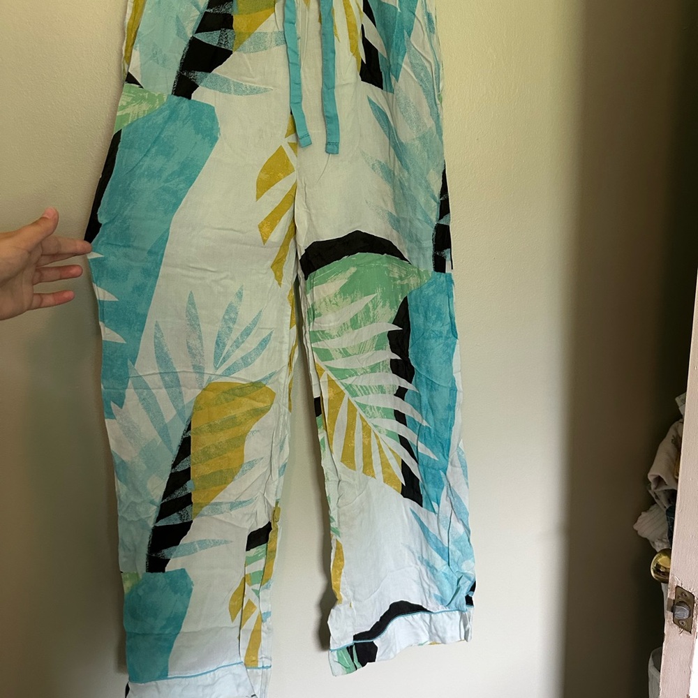 Stars Above Tropical Print Pajama Pants - Blue, Yellow, Black